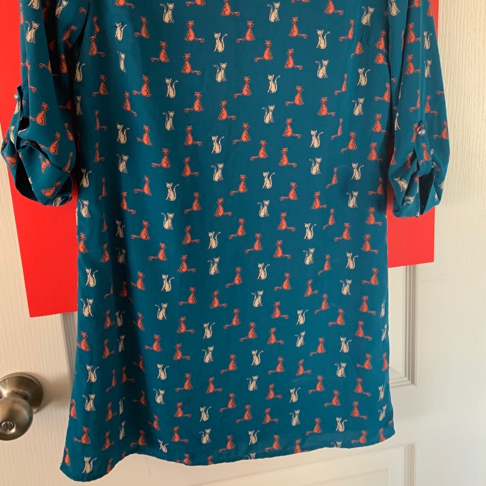 Cute Knee Length Dress with Cats - Picture 2 of 6